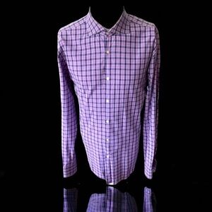 HUGO BOSS Slim Fit Plaid Cotton Mens Shirt 43 17